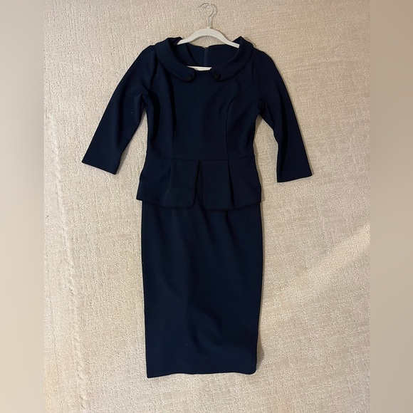 Elegant Navy/Black Midi Dress women’s size M - Picture 1 of 4